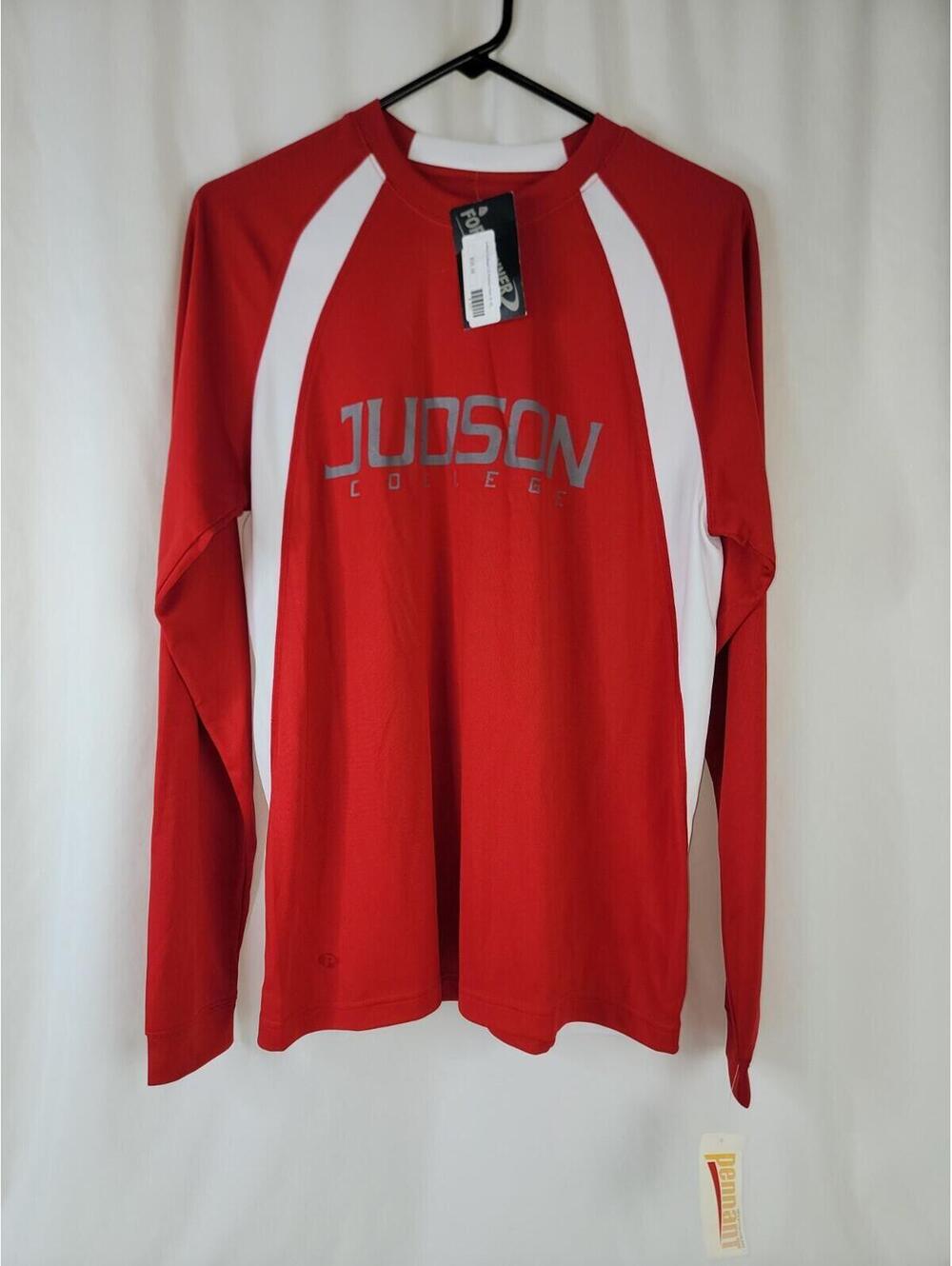 Red Judson College Christian School Shirt Pennant Performance Shirt NWT XS Read*